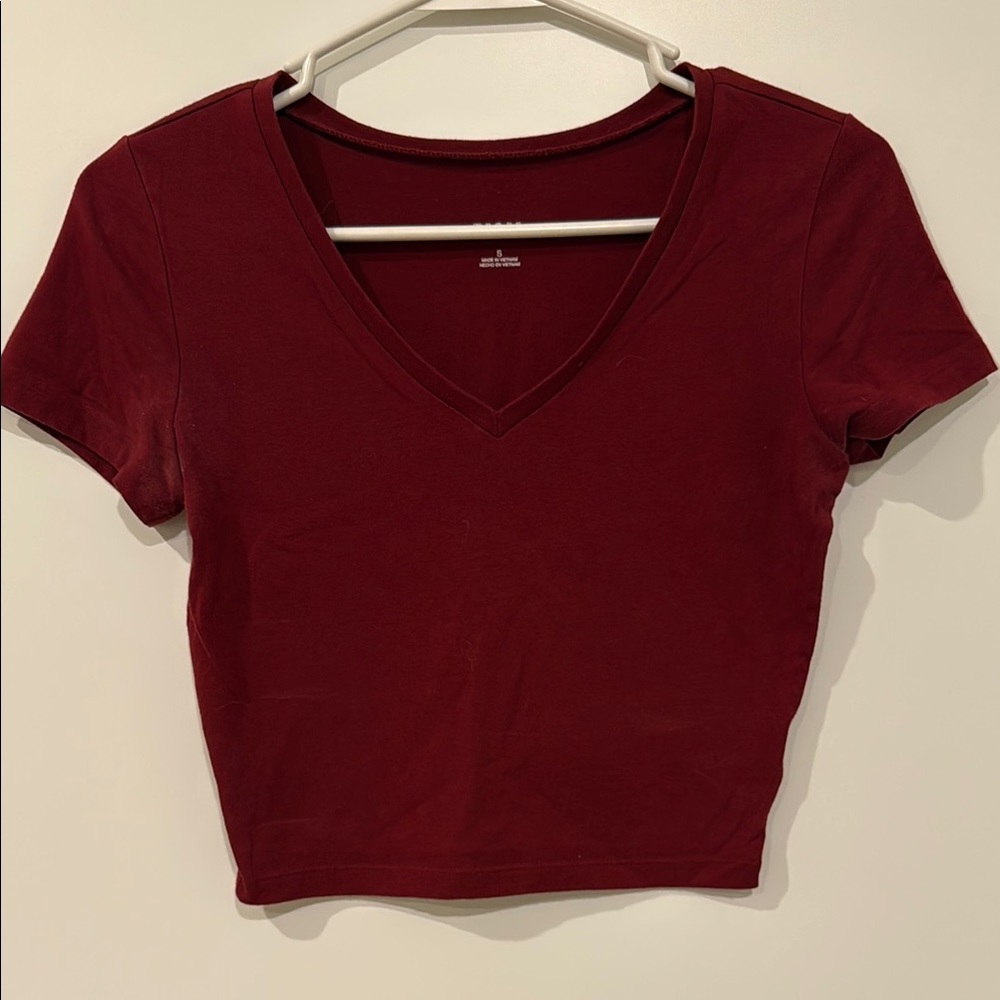 Wild Fable Red Cropped Fitted T-Shirt
